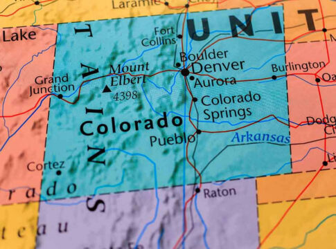 Map of Colorado and surrounding states.